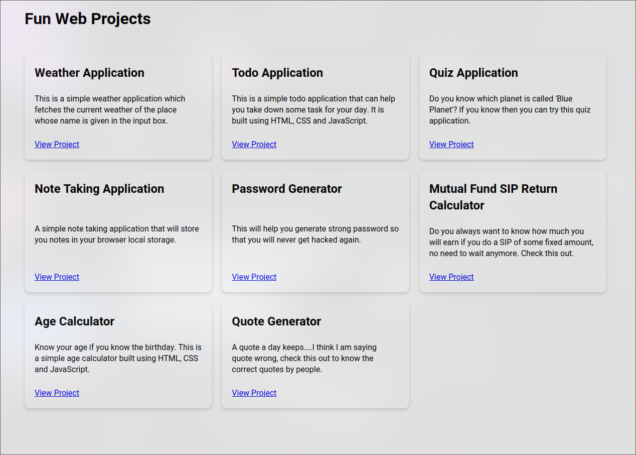 Fun Web Projects